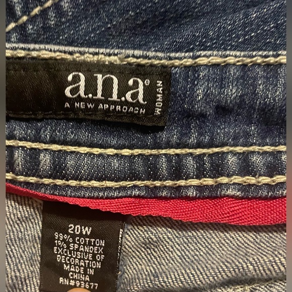 A.N.A. Woman New Approach Mid Rise Bootcut Flare Blue Jeans Pocket Bling 20W - Picture 7 of 10
